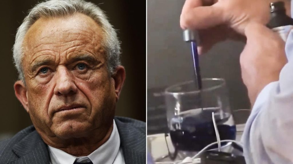 Robert F Kennedy Jr. adding Methylene Blue to his water during a flight.